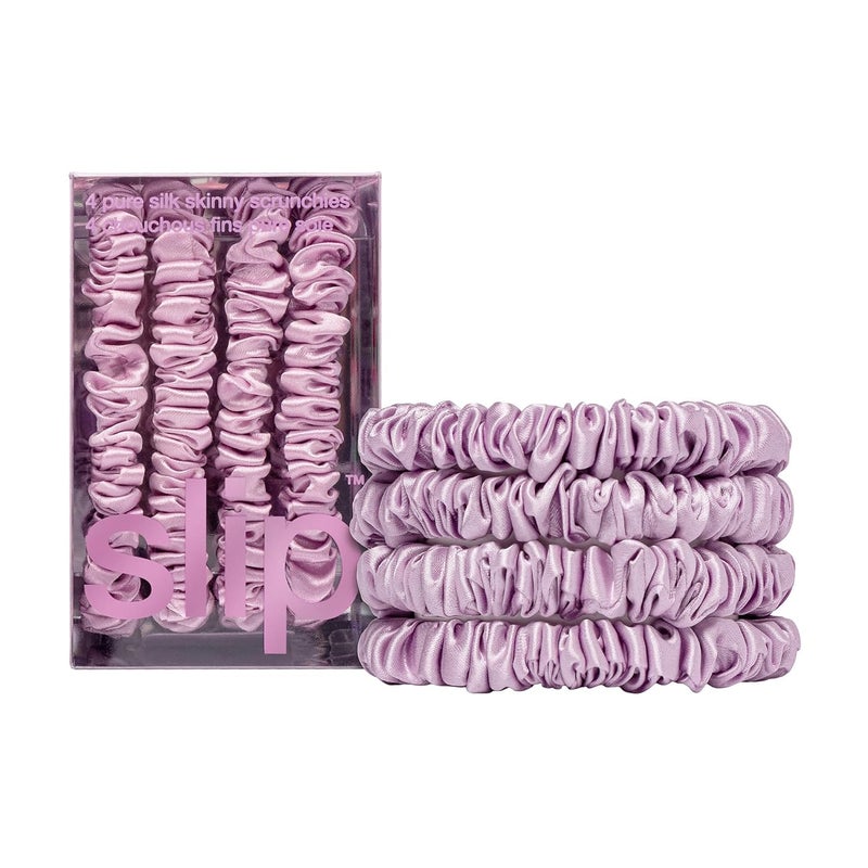 SLIP Skinny Scrunchies: Anti-Crease, Anti-Breakage Slipsilk™ Design Protects Delicate Hair | Includes 4 Pure Silk Scrunchies, Wildflower - Image 1